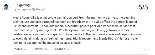 Cozy Maple Roots Pool Guest Review Udaipur Rajasthan — Maple Roots Villa Udaipur guest review photo