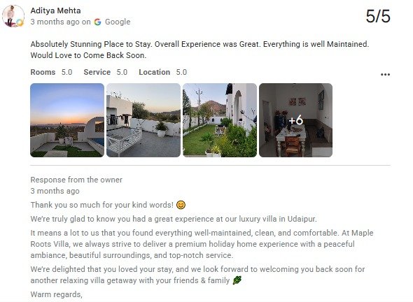 Modern Pool Guest Review Photo Udaipur Rajasthan — Maple Roots Villa Udaipur guest review photo
