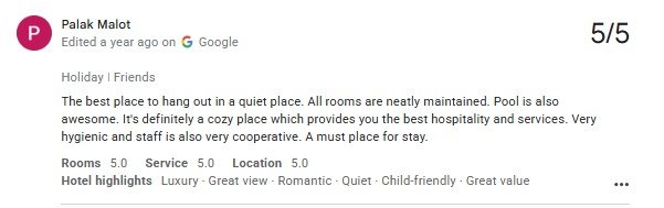 Pool Best Villa Guest Review Photo Titardi Udaipur — real guest review photo at Maple Roots Villa Udaipur Rajasthan