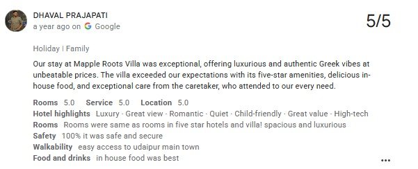 Pool Peaceful Villa Guest Review Photo Titardi Udaipur — Maple Roots Villa Udaipur guest review photo
