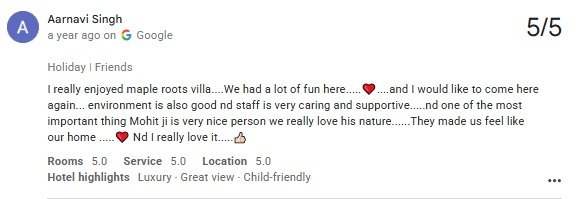 Romantic Couple Villa Pool Review Titardi Udaipur — Maple Roots Villa Udaipur guest review photo