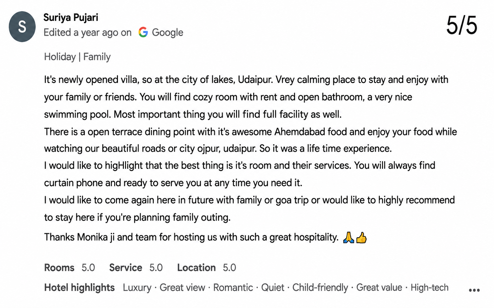 Spacious Pool Guest Review Photo Udaipur — Maple Roots Villa Udaipur guest review photo