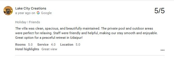 Udaipur Villa Pool Elegant Guest Review Photo — Maple Roots Villa Udaipur guest review photo
