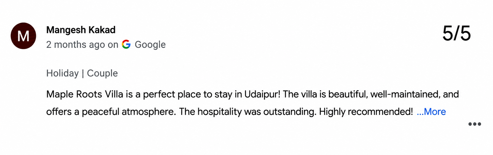 Udaipur Villa Pool Royal Guest Review Photo — Maple Roots Villa Udaipur guest review photo