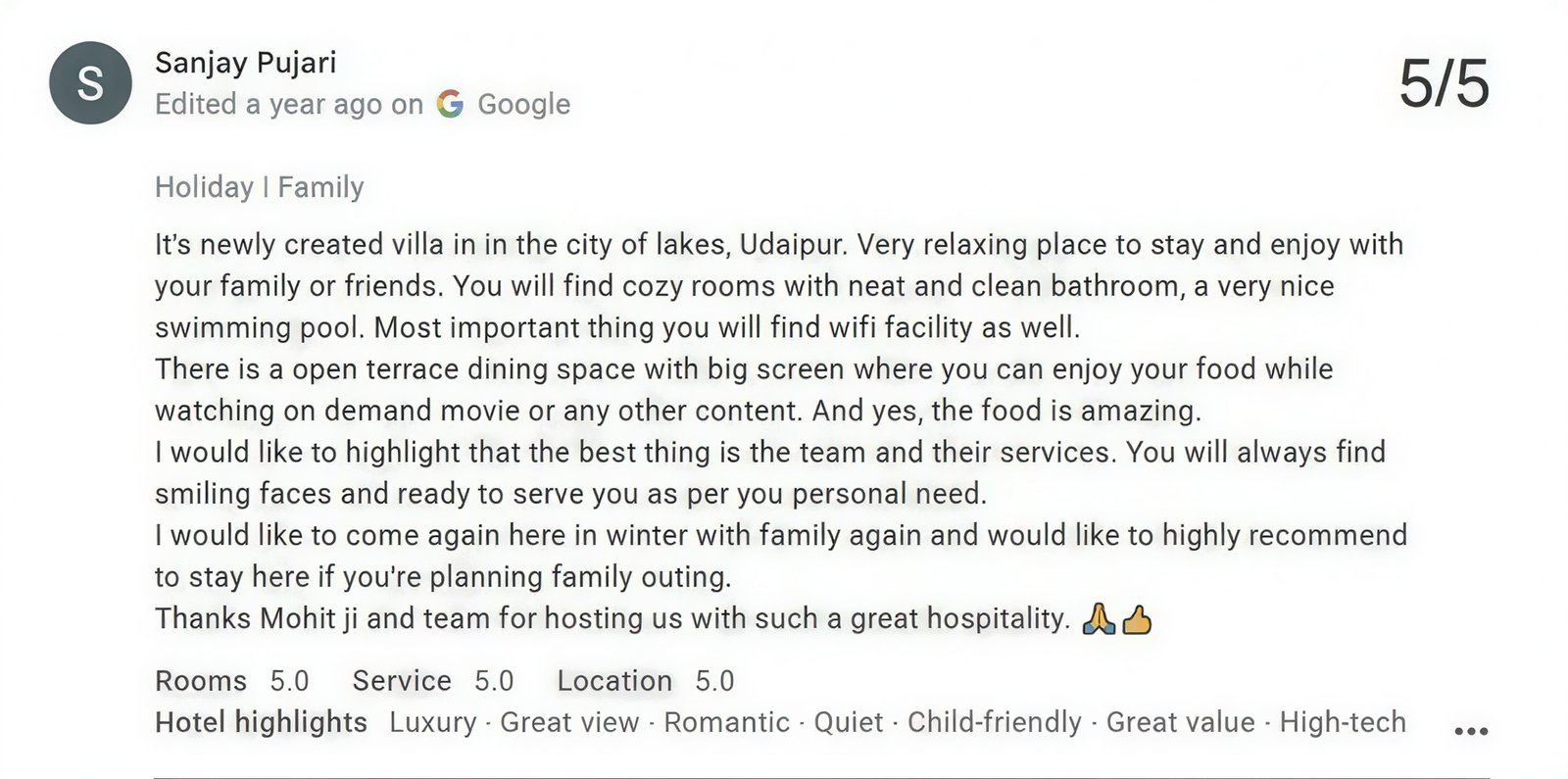 Udaipur Villa Pool Spacious Guest Review Photo