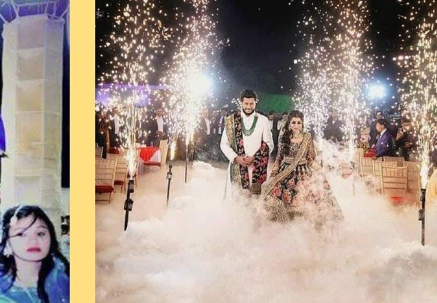 Fog & Sparkler Aisle - Maple Roots Villa Udaipur